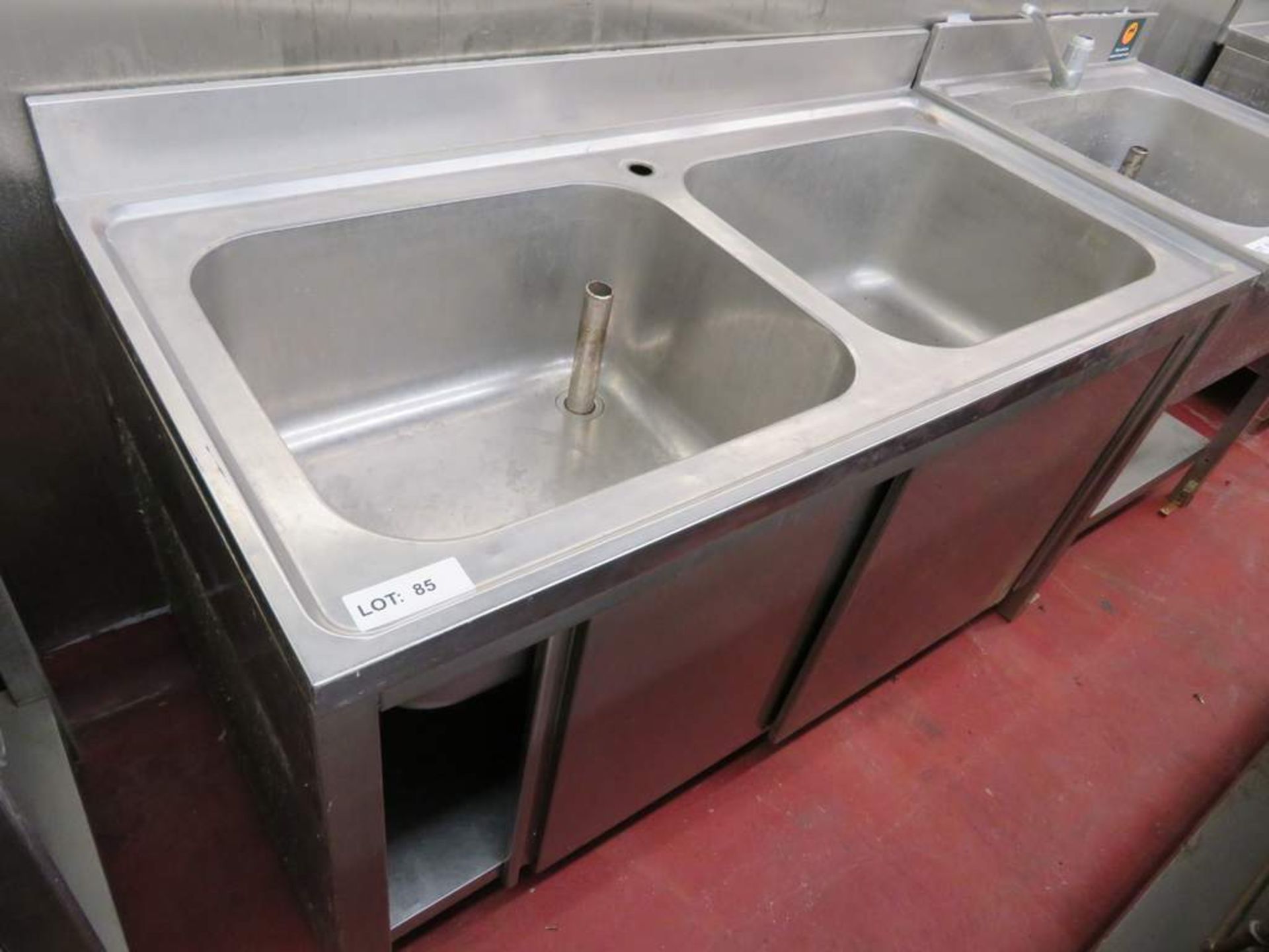 Large stainless steel deep twin basin sink unit