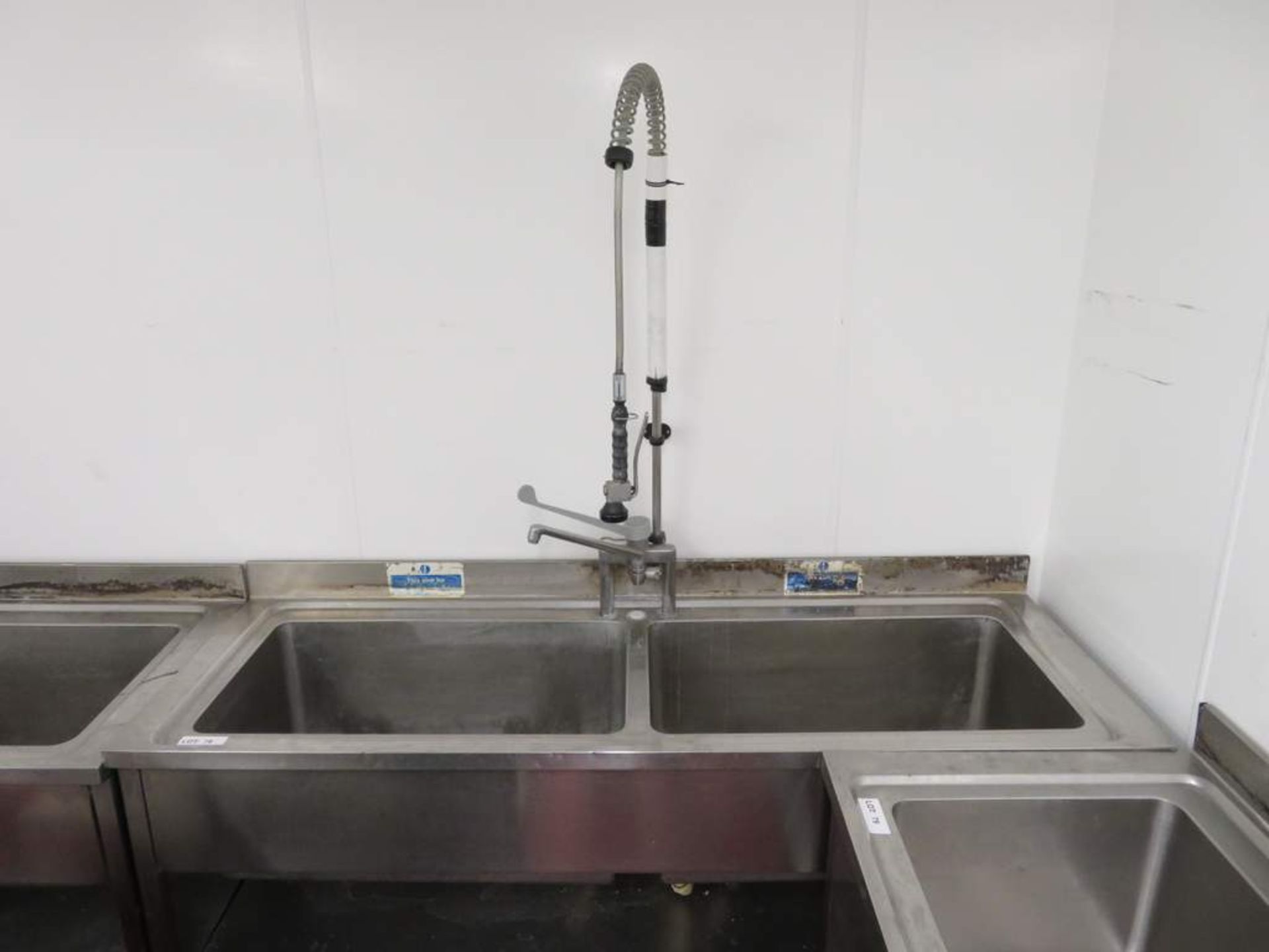 Large stainless steel deep twin basin sink unit