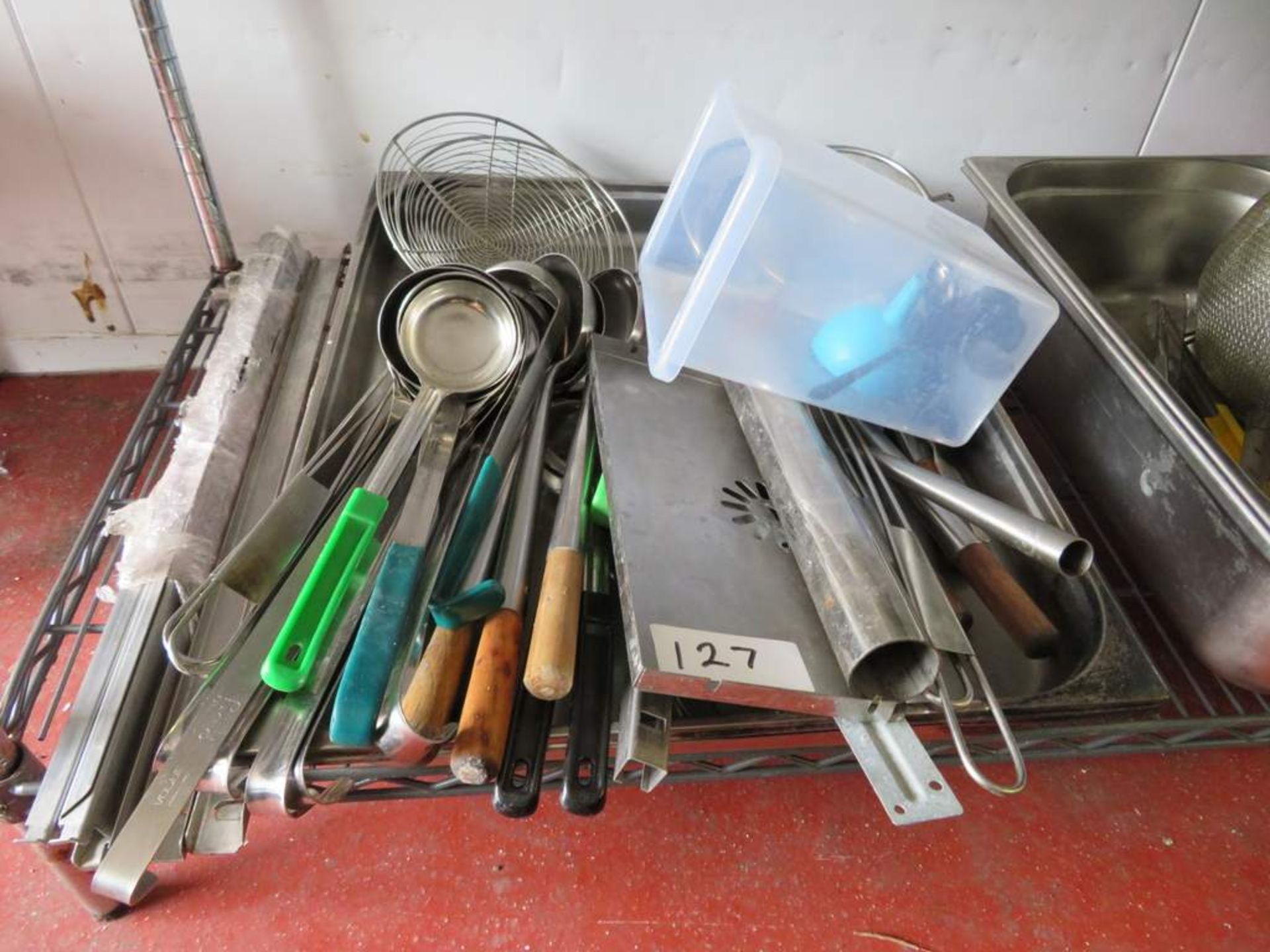 Various kitchen utensils, colour coded chopping boards and bain marie trays. - Image 2 of 3