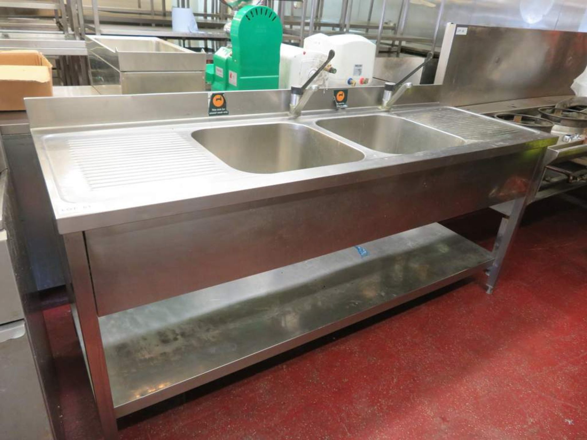 Stainless steel twin deep bowl sink unit