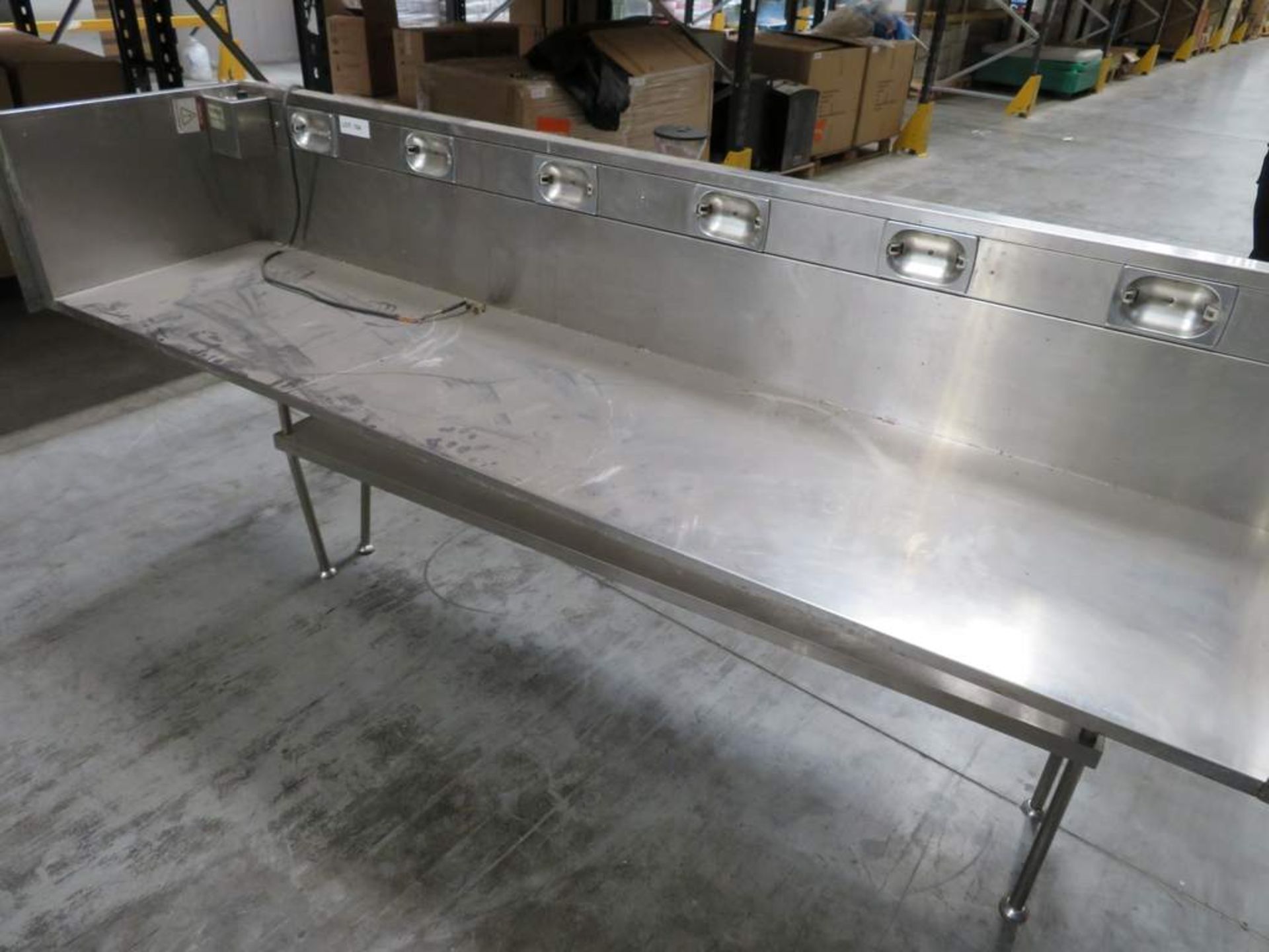 Stainless steep canopy, Counterline stainless steel 2 tier stand and various stainless steel items.