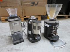Mahlkonig, Mazzer Luigi and Wearing commercial coffee grinders.