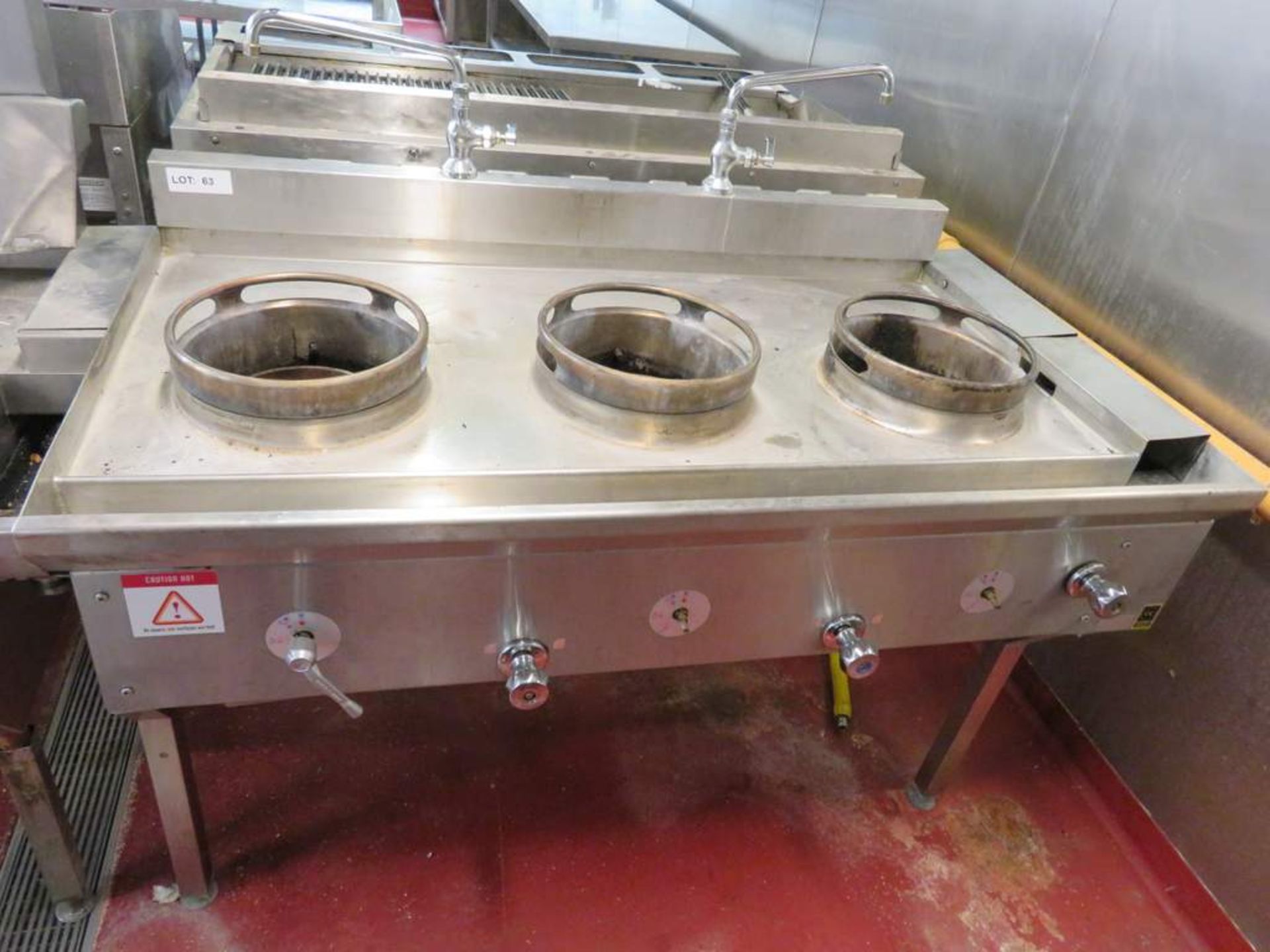 Stainless steel 3 wok natural gas burner - Bild 2 aus 3