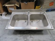 Stainless steel twin deep bowl sink unit