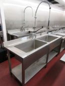 Large stainless steel deep twin basin sink unit