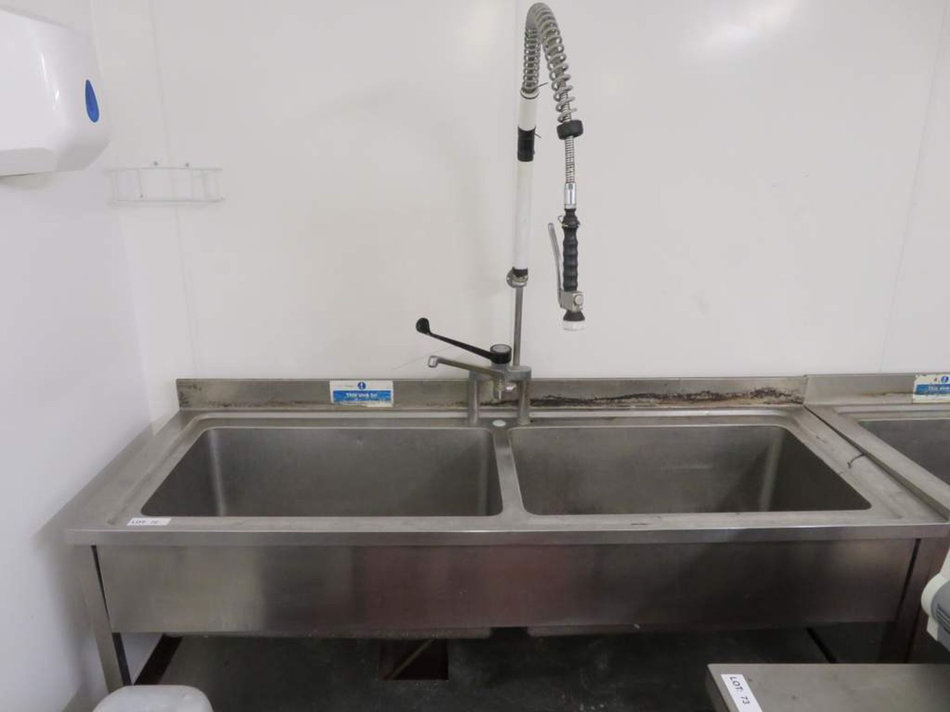 Large stainless steel deep twin basin sink unit