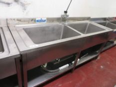 Large stainless steel deep twin basin sink unit