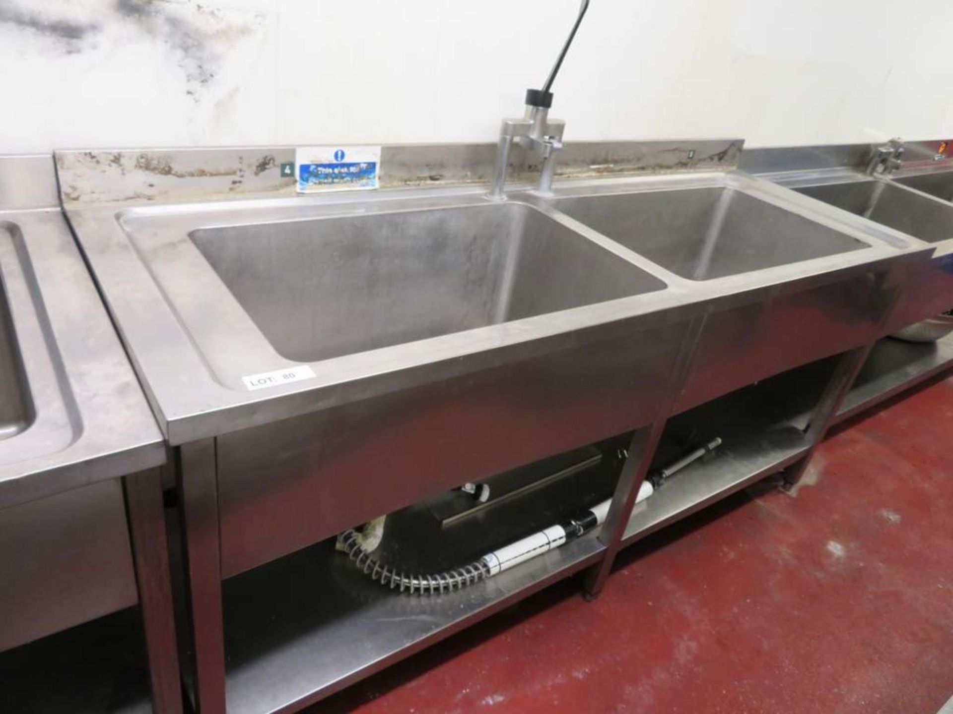 Large stainless steel deep twin basin sink unit