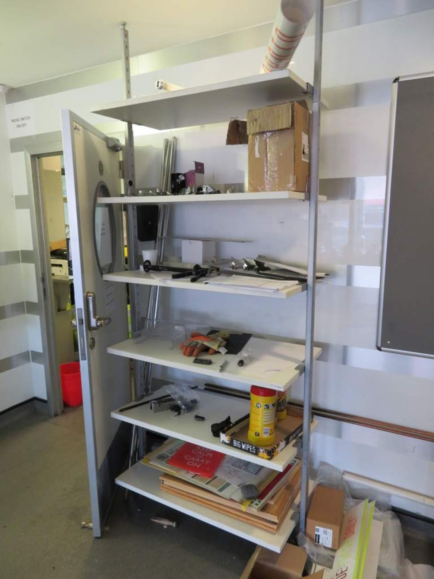 Various items to include: 2 large book shelves, shelf unit, 2 notice boards, first aid kits, etc. - Image 4 of 5