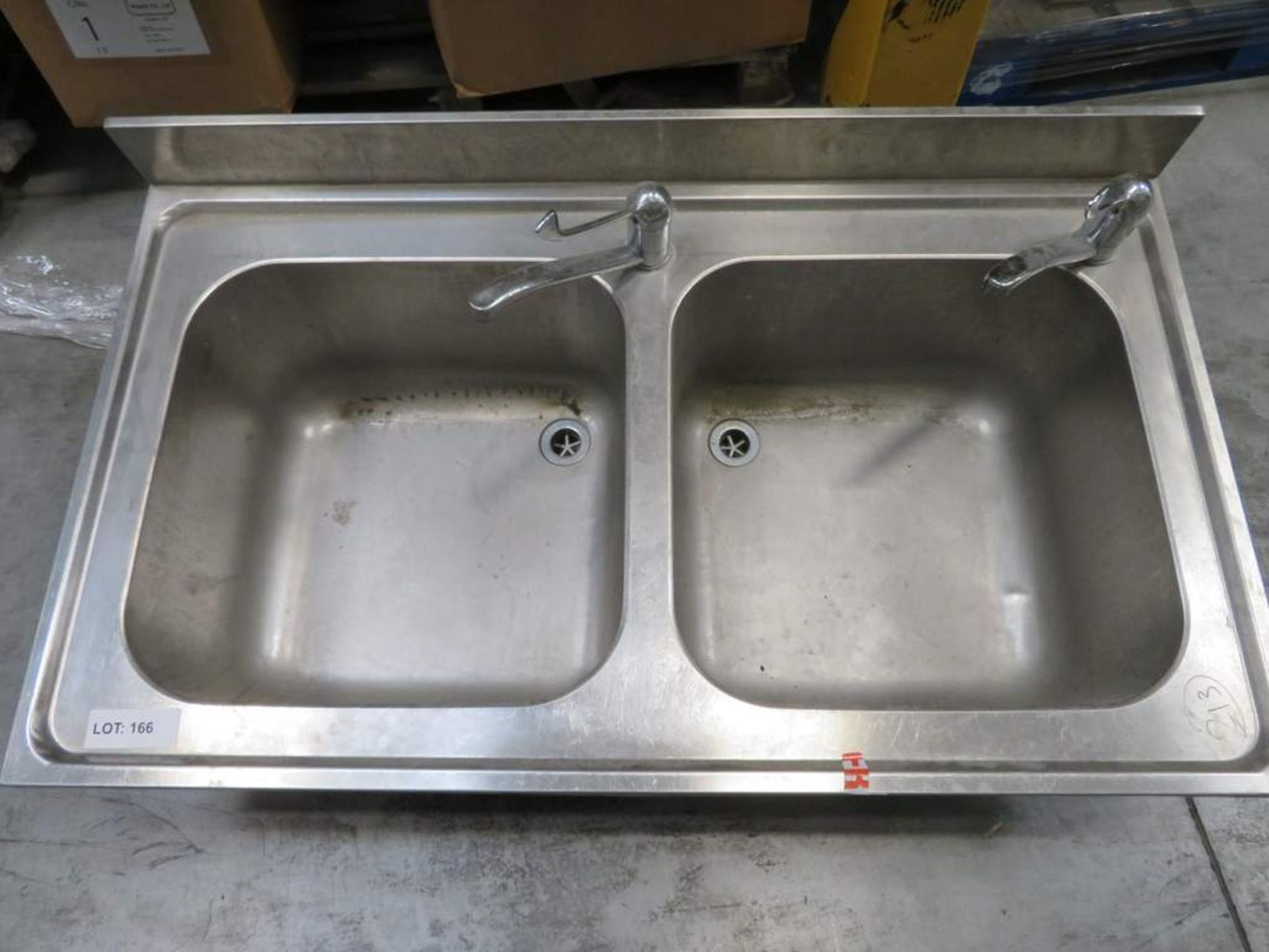 Stainless steel twin deep bowl sink unit - Image 2 of 2