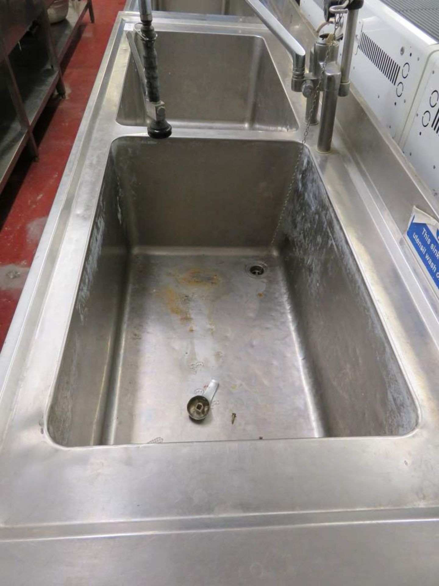 Large stainless steel deep twin basin sink unit - Bild 2 aus 3