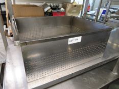 Large stainless steel drainer.