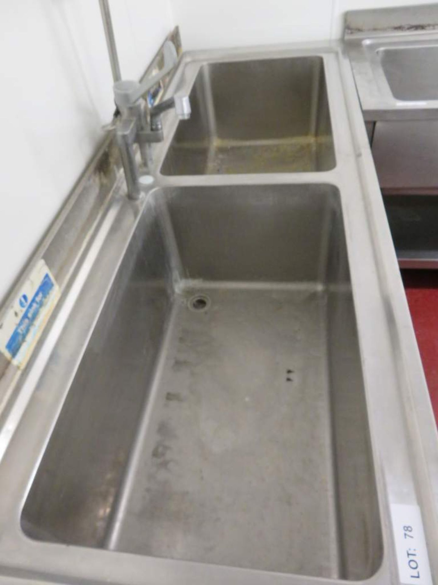Large stainless steel deep twin basin sink unit - Image 3 of 4