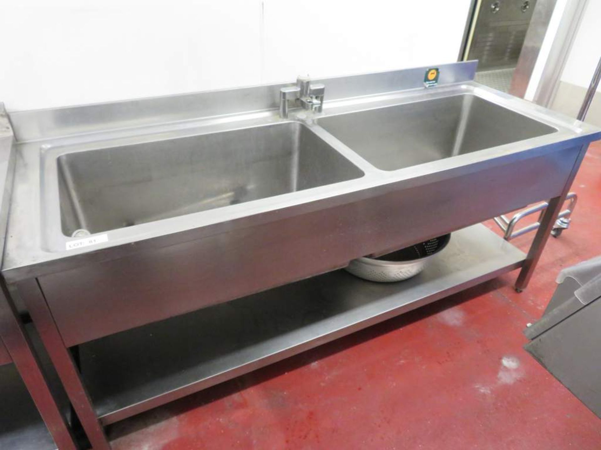 Large stainless steel deep twin basin sink unit