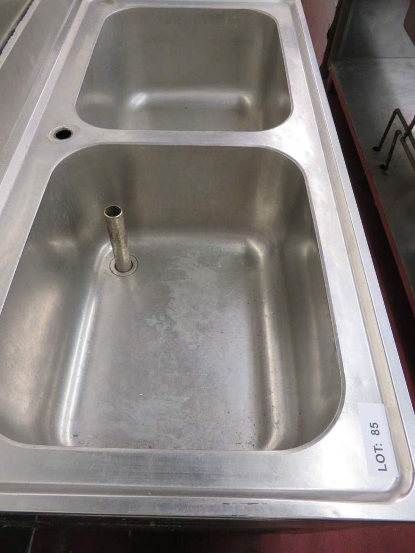 Large stainless steel deep twin basin sink unit - Bild 2 aus 2