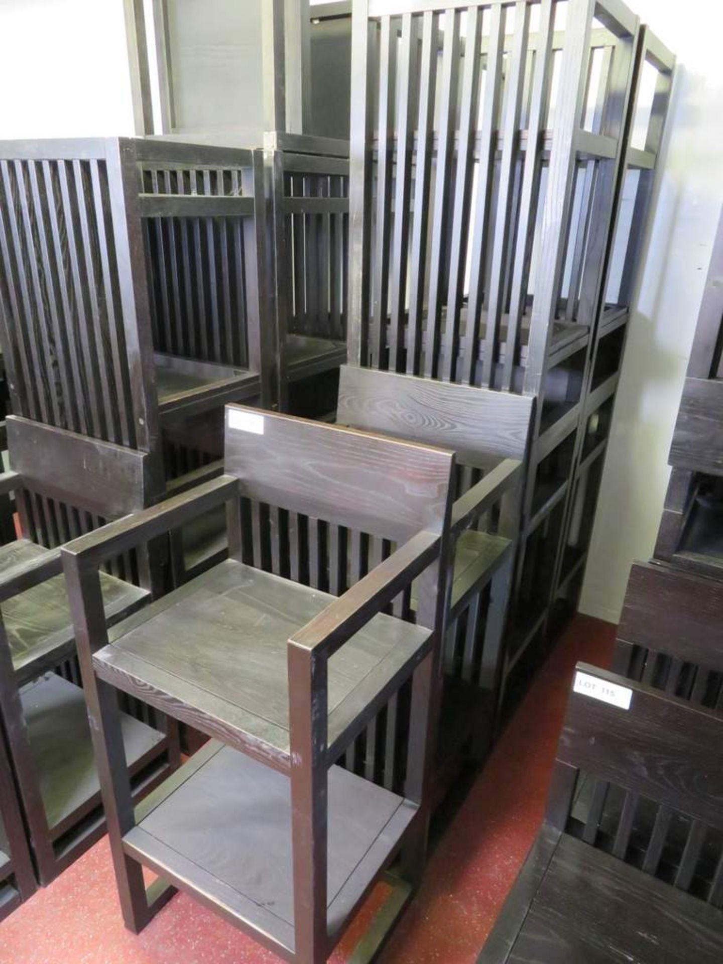 6x Korean hardwood restaurant/cafe bar chairs - Image 2 of 2
