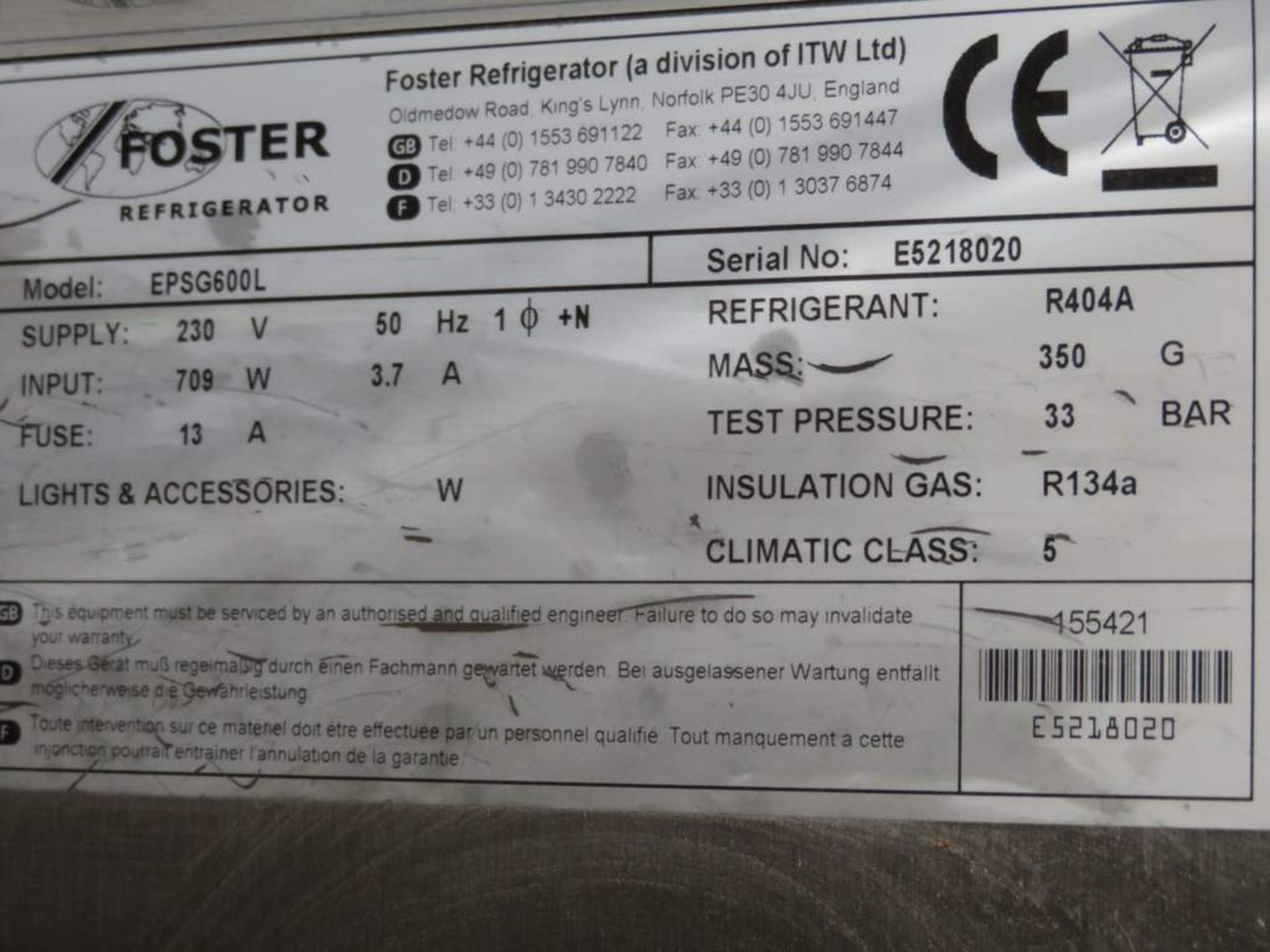 Foster EPSG600L Freezer - E5218020 - Image 5 of 6