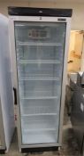 Tefcold FS1380 glass door display fridge. 230v 50Hz 1 phase. Right Hinged