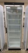 Tefcold FS1380 glass door display fridge. 230v 50Hz 1 phase. Right Hinged