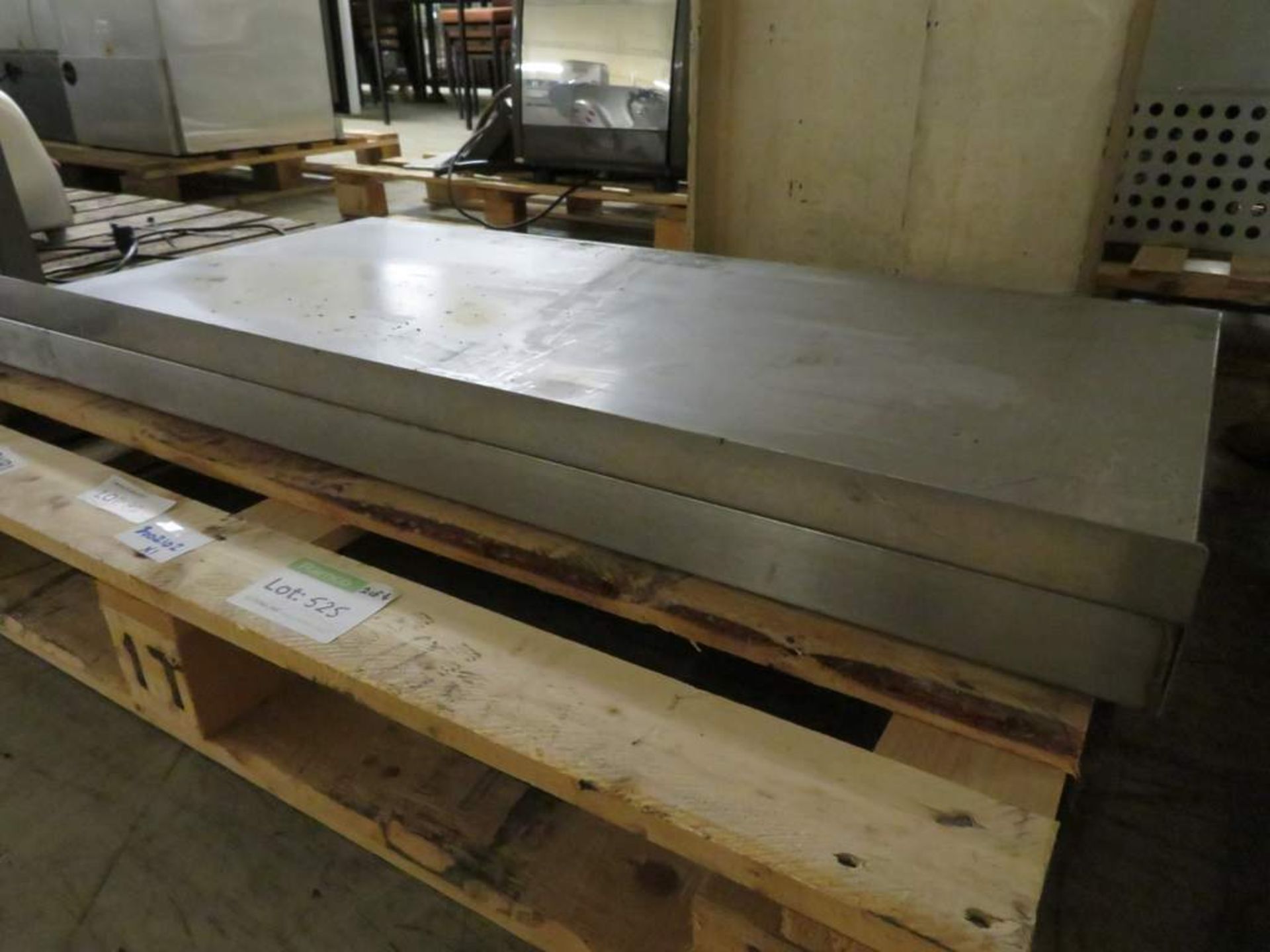 Stainless Steel Worktop on Rollers 124 x 65 x 12cm - Image 2 of 3
