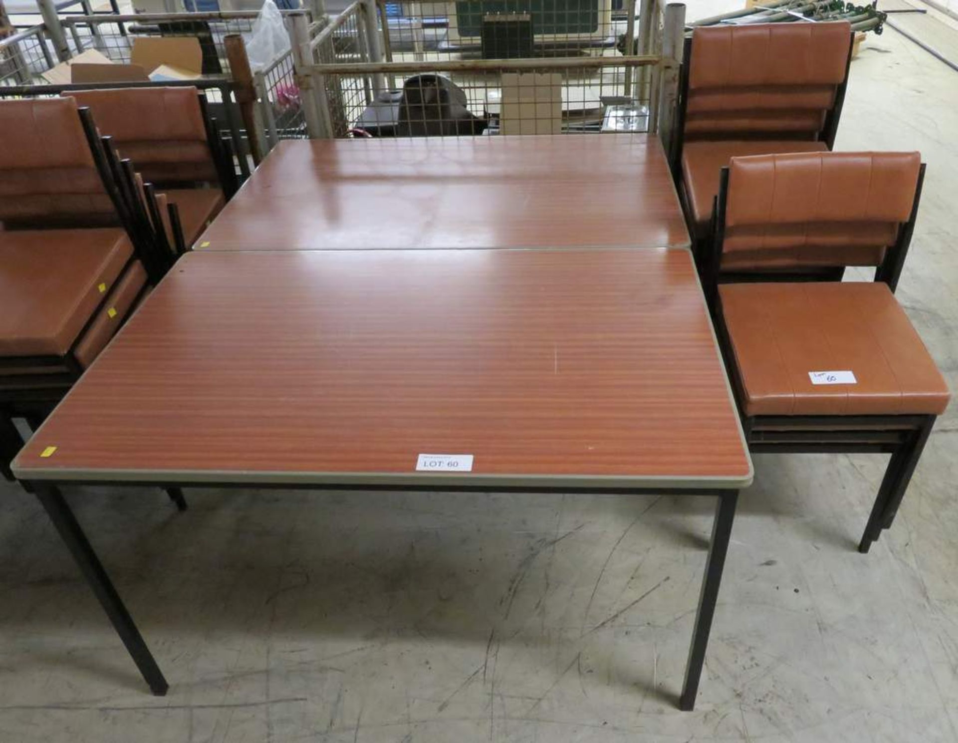 2x Wooden top tables & 8x Padded Chairs