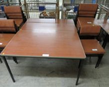2x Wooden top tables & 8x Padded Chairs