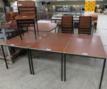 3x Wooden top tables & 11x Padded Chairs