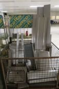 Various stainless steel shelves, counter units, side panels, etc.