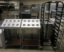 Trolley Tray Rack and 2x Condiment racks