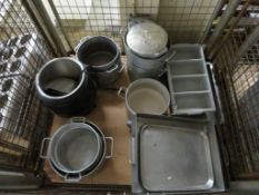 Various Catering Equipment - boiling pans, untensils holder, baking trays, etc