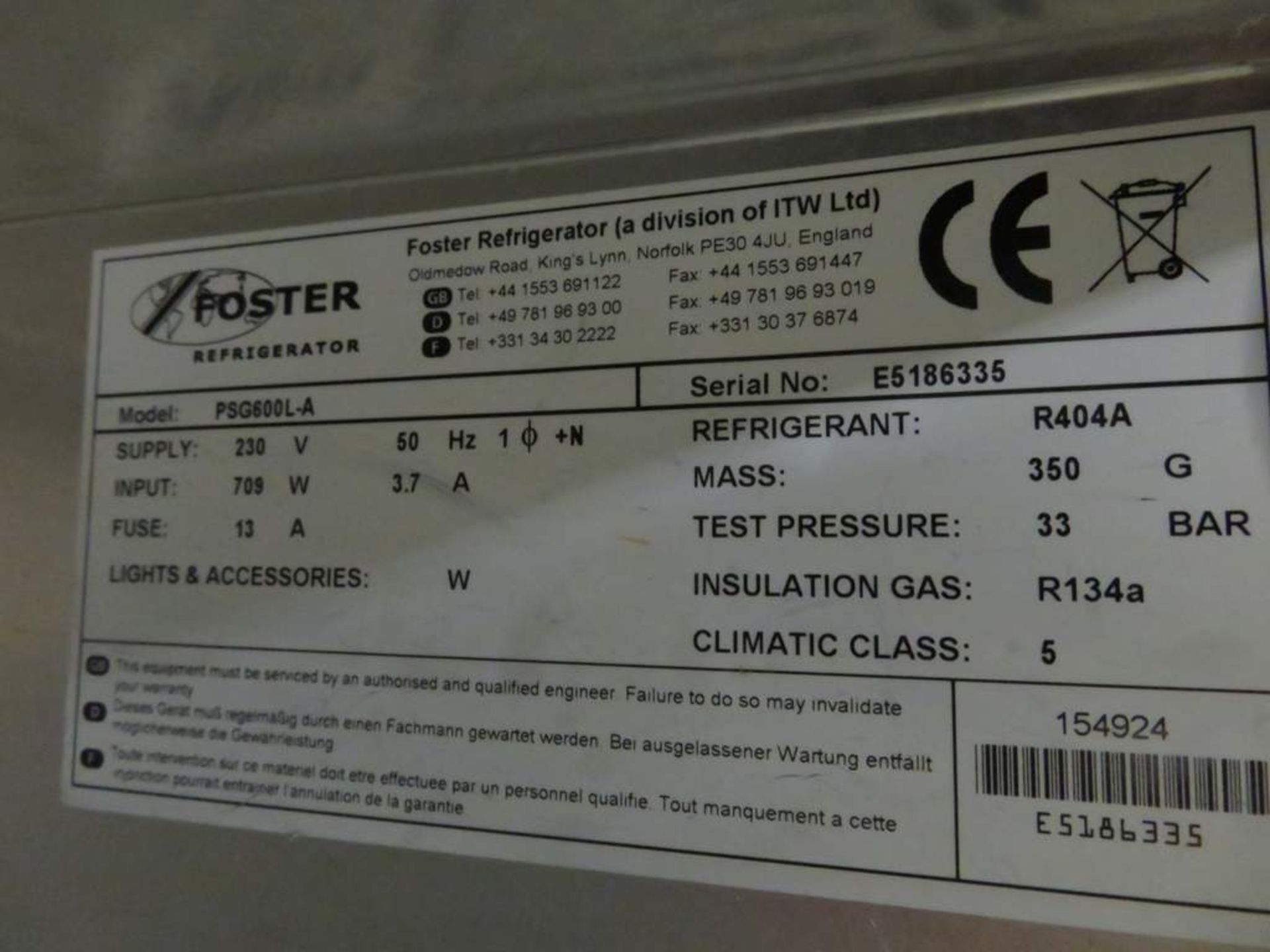 Foster PSG600LA stainless steel freezer - E5186336 - Image 4 of 6