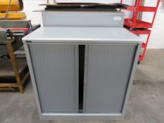 3 x Grey Metal tambour front Cabinets