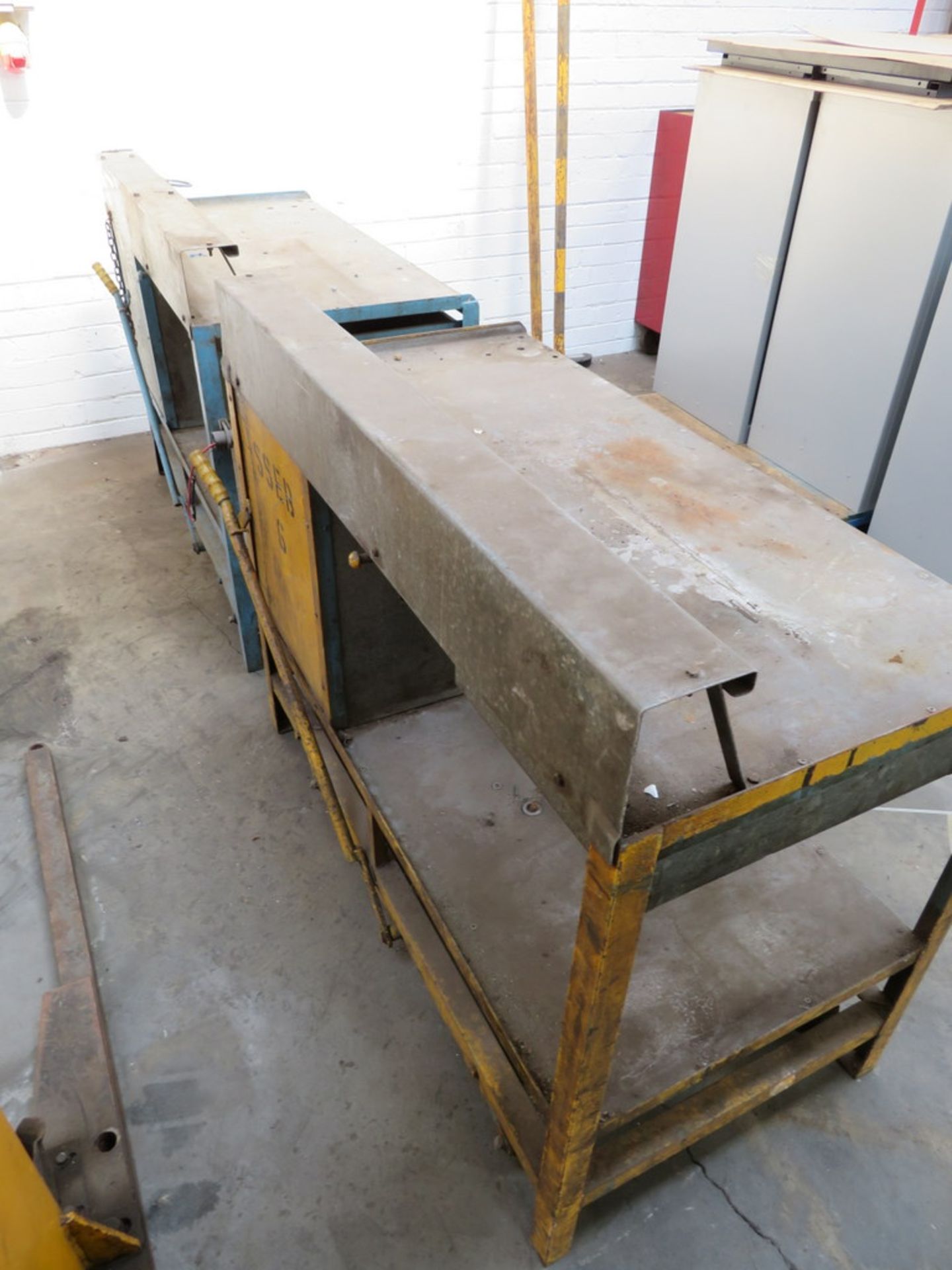 2 x Metal Workbenches with Lowering Wheels - Image 3 of 3