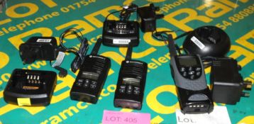 Motorola XTN 446 handset, charger & battery, 2x Motorola XTN/D handsets chargers docking s