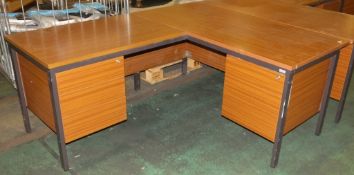 Wooden corner desk with drawers