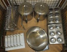 Mixing bowl, Cutlery holders, Water Urns, Racks