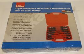 Hilka 12 piece Mechanics Heavy Duty Screwdriver set with S2 Steel blades