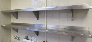 PAIR OF STAINLESS STEEL SHELVES