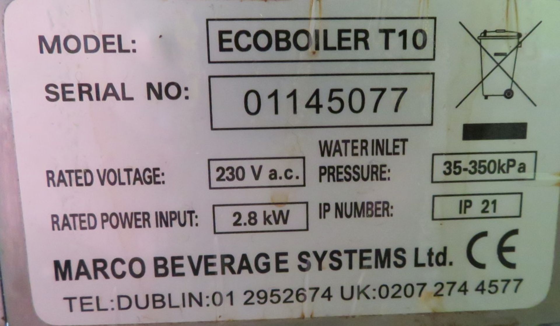 MARCO ECOBOILER T10 HOT WATER DISPENSER - Image 2 of 2