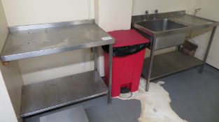 STAINLESS STEEL DEEP BOWL SINK AND SMALL PREP TABLE