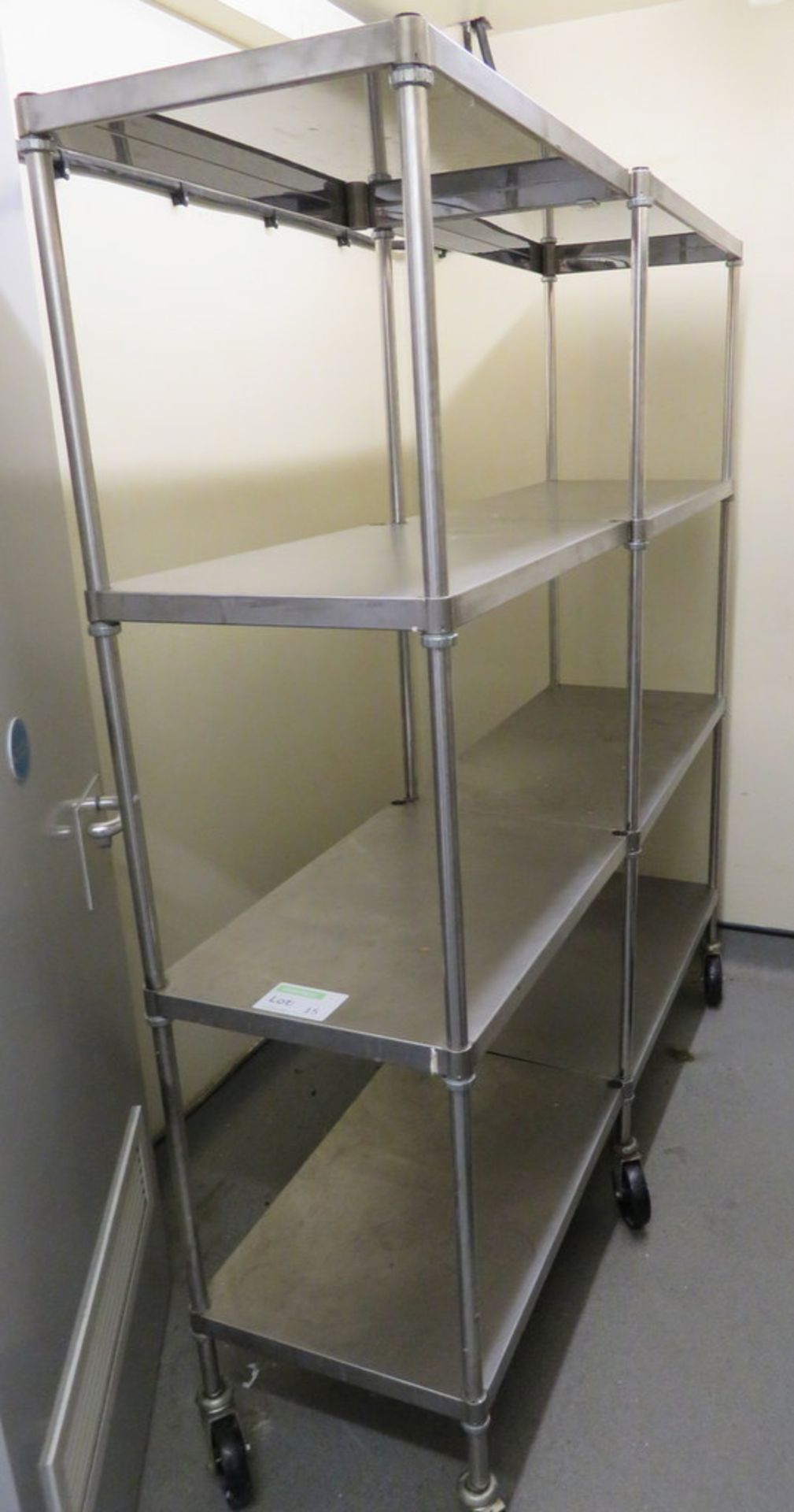 2 X STAINLESS STEEL MOBILE FOUR-TIER SHELF UNITS - Image 3 of 3