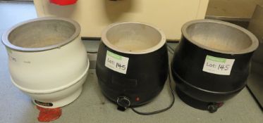 3 X VARIOUS SOUP KETTLES (NO LIDS)