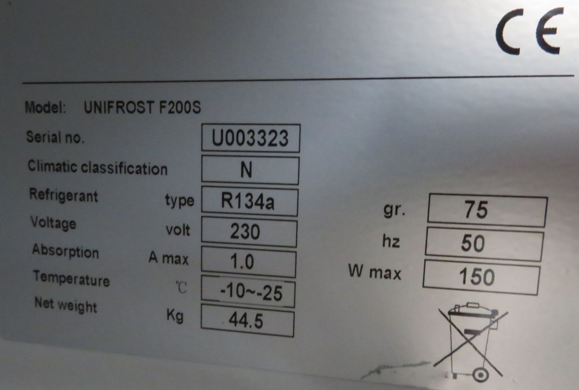 UNIFROST MODEL F200S STAINLESS STEEL UNDERCOUNTER FREEZER - Image 3 of 3