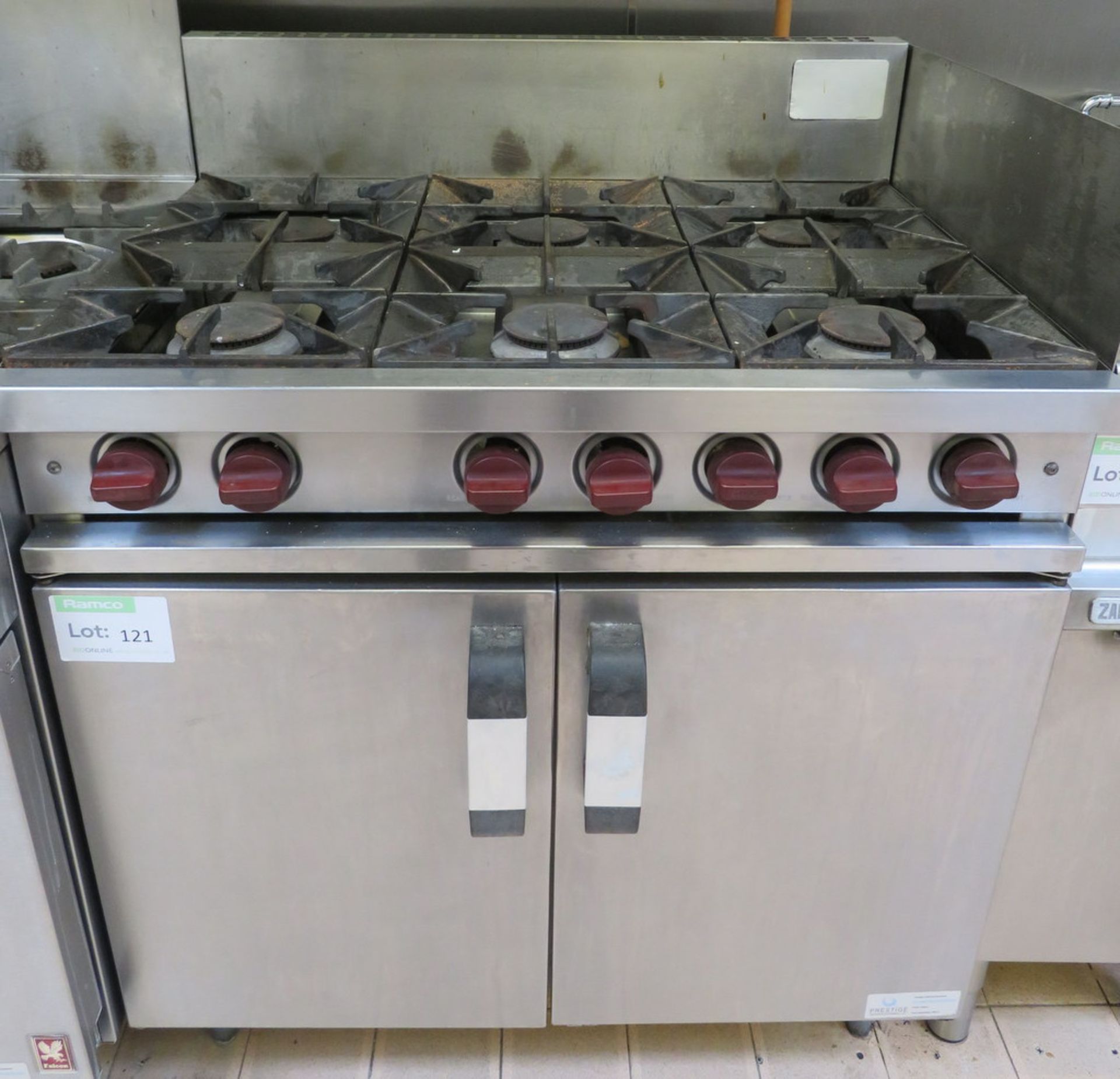 STAINLESS STEEL SIX BURNER GAS HOB AND DOUBLE DOOR OVEN