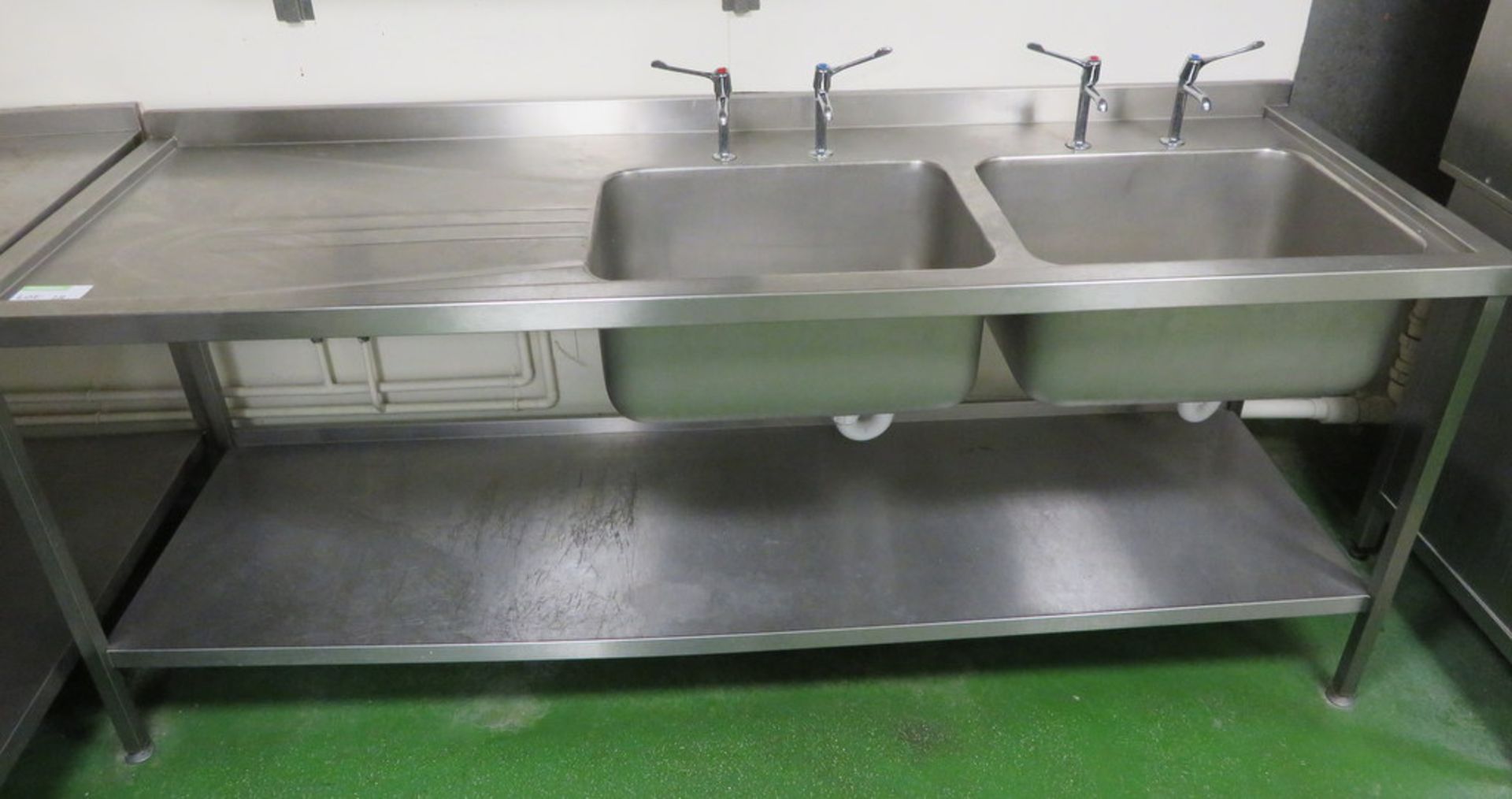 LARGE STAINLESS STEEL TWIN DEEP BOWL SINK UNIT