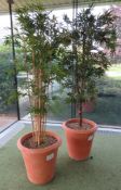 PAIR OF TERRACOTTA POTTED ARTIFICIAL PLANTS