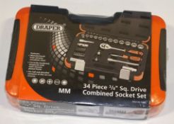 Draper 34 piece 3/8" Square Drive Combined Socket Set