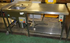 Stainless Worktable with Waste Disposal Unit 240V