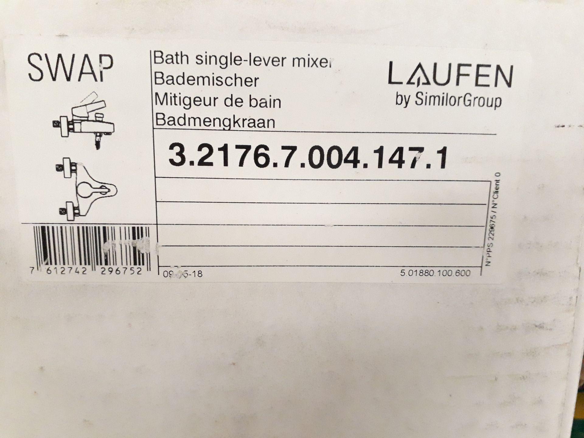 Laufen 3.2176.2.004.147.1 Swap Single Lever Bath Mixer Tap with Hose kit - Image 4 of 4