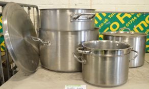 31ltr Cooking Pot. 7.2g Cooking Pot. 3x Small Cooking Pot.